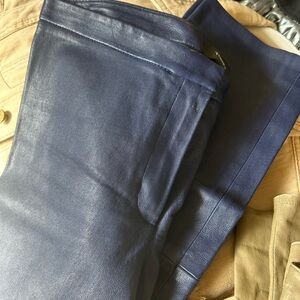Stylish Blue Leather Pants